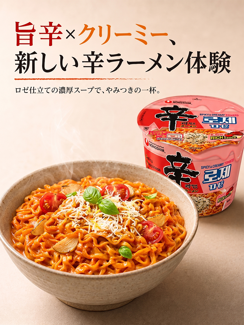 農心】辛ラーメンロゼ カップ（113g）-賞味期限：2026年11月27日