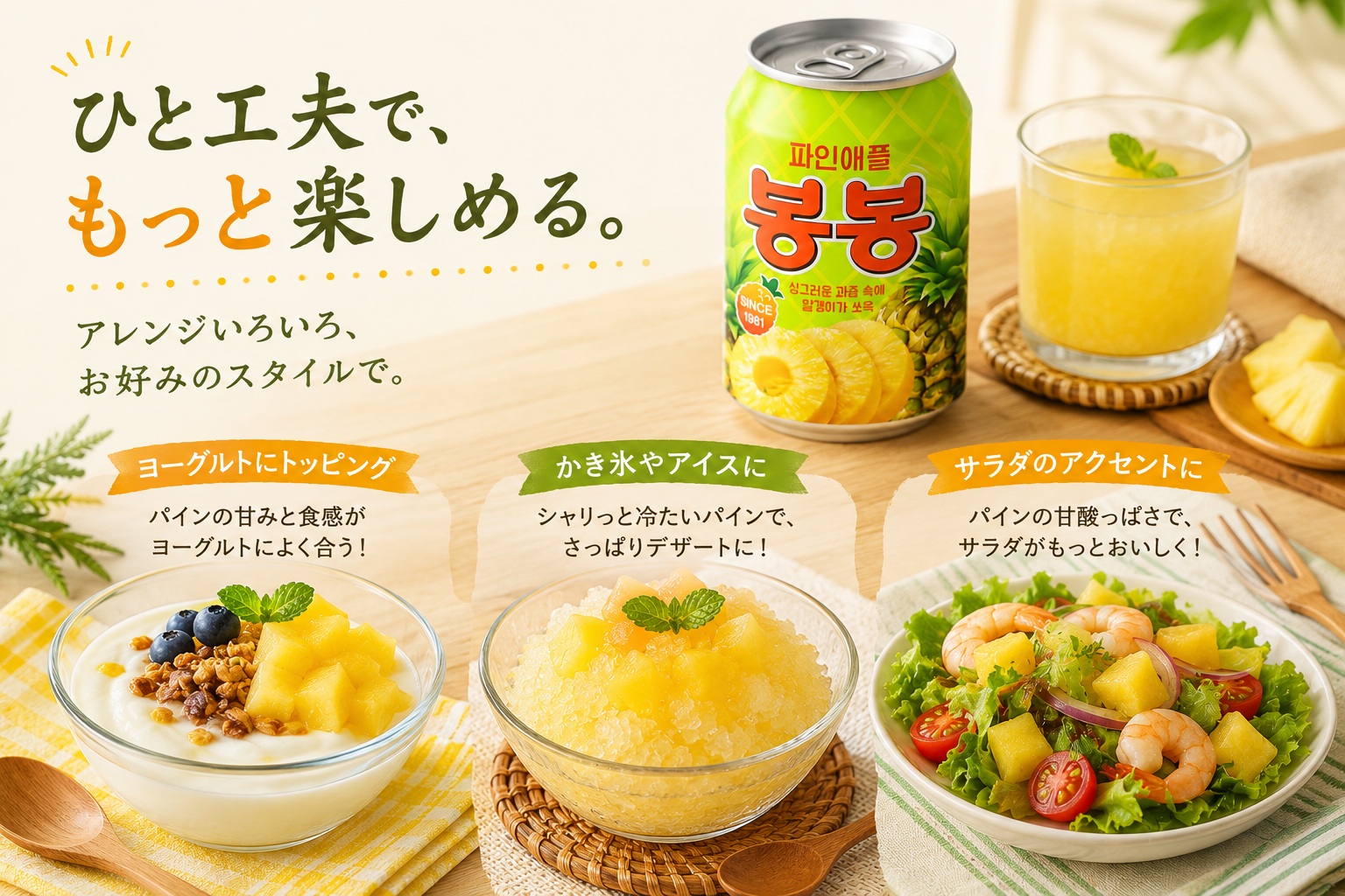 ヘテ】パインアップルボンボン（缶/238ml） | 飲料/お茶,ドリンク,韓国