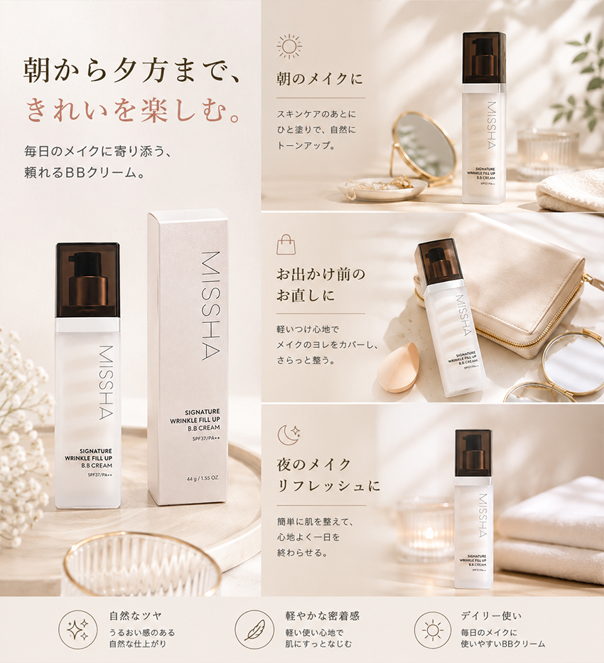 ミシャ】シグネチャーフィルアップBBクリーム (No.21/ 明るい肌色44g